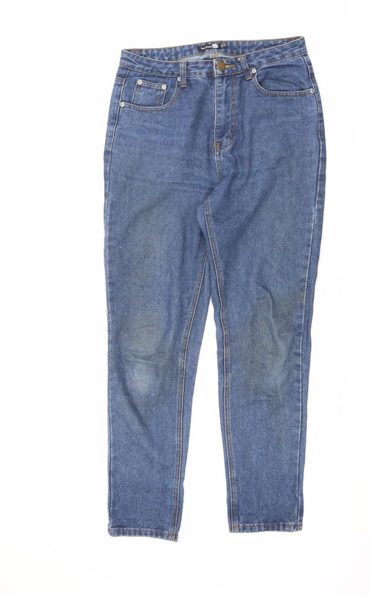 Womens UK Size 10 Boohoo Regular Fit Straight Blue Jeans