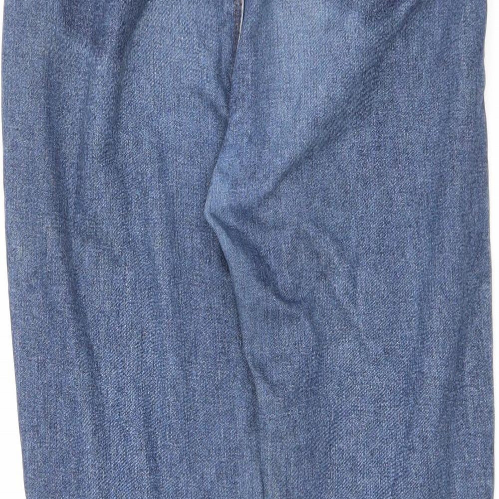 Boohoo Womens Blue Cotton Straight Jeans Size 10 L28 in Regular Zip
