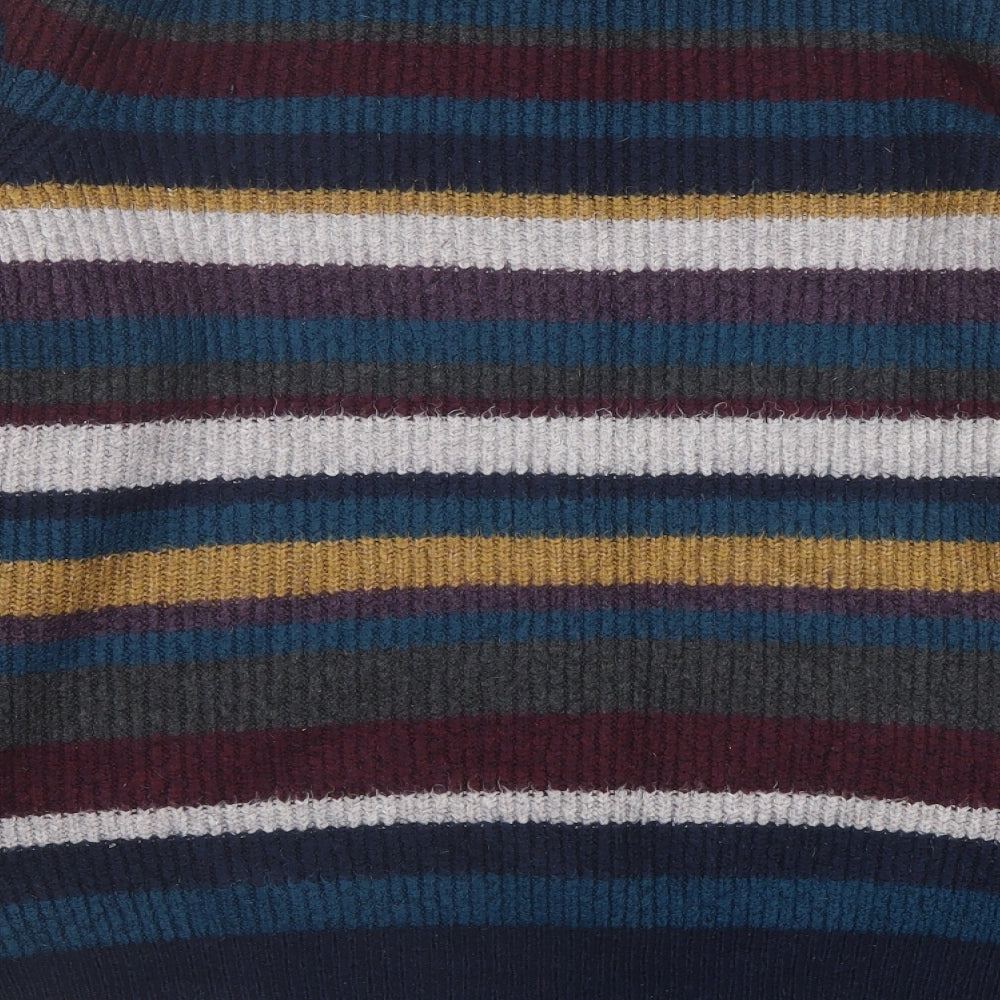 Marks and Spencer Mens Multicoloured Crew Neck Striped Acrylic Pullover Jumper Size XL Long Sleeve