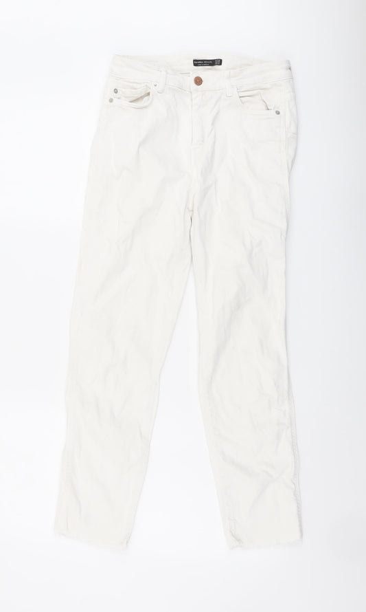 Womens UK Size 8 Bershka Regular Fit Skinny White Jeans