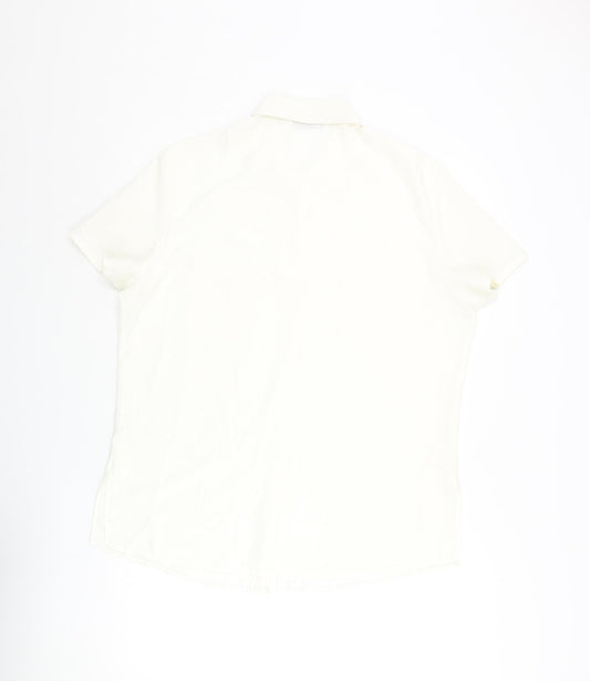 BHS Womens Ivory Polyester Basic Button-Up Size 16 Collared