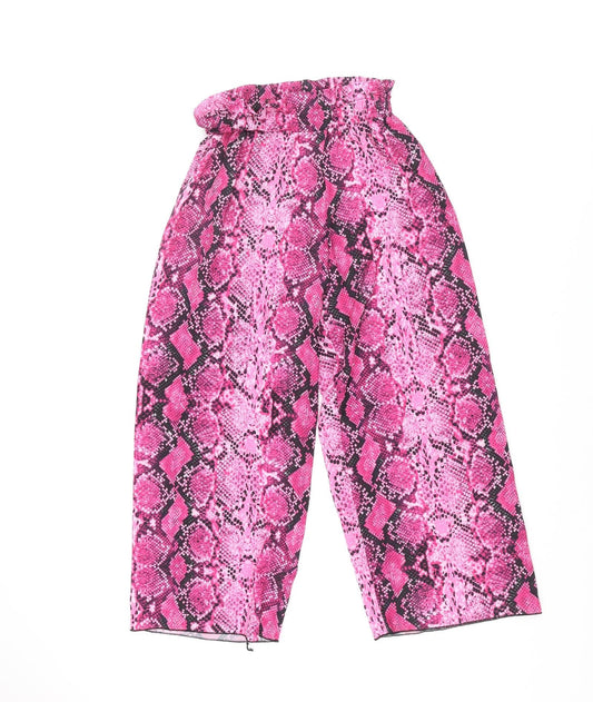 Womens UK Size 8 Quiz Regular Fit Cropped Pink Trousers