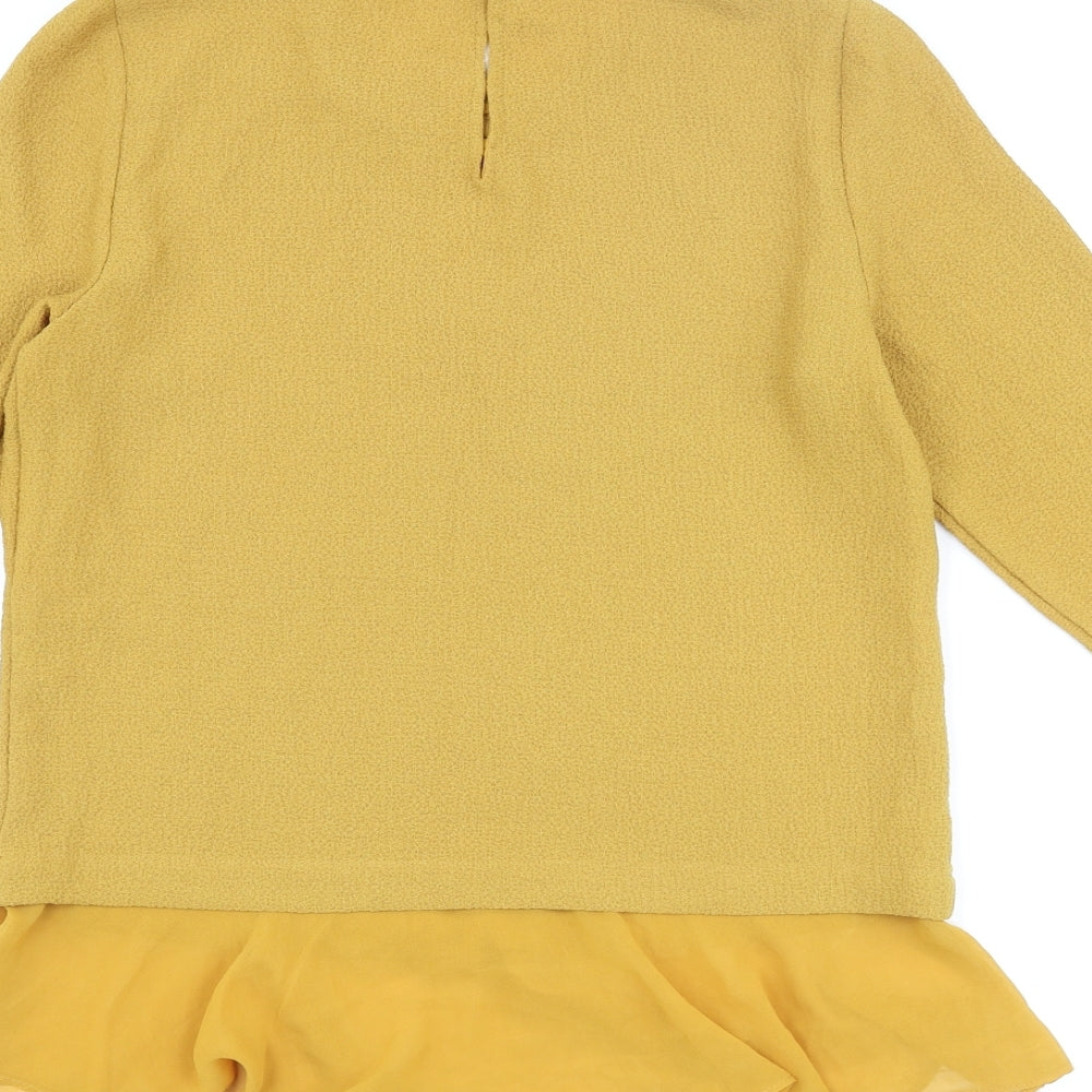 Womens UK Size M Zara Yellow Basic Blouse