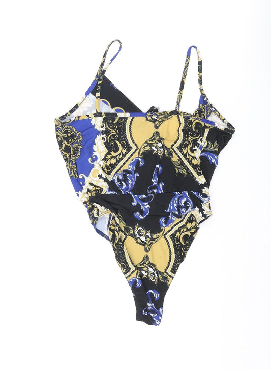 New Look Womens Multicoloured Geometric Polyester Playsuit One-Piece Size 8 Snap