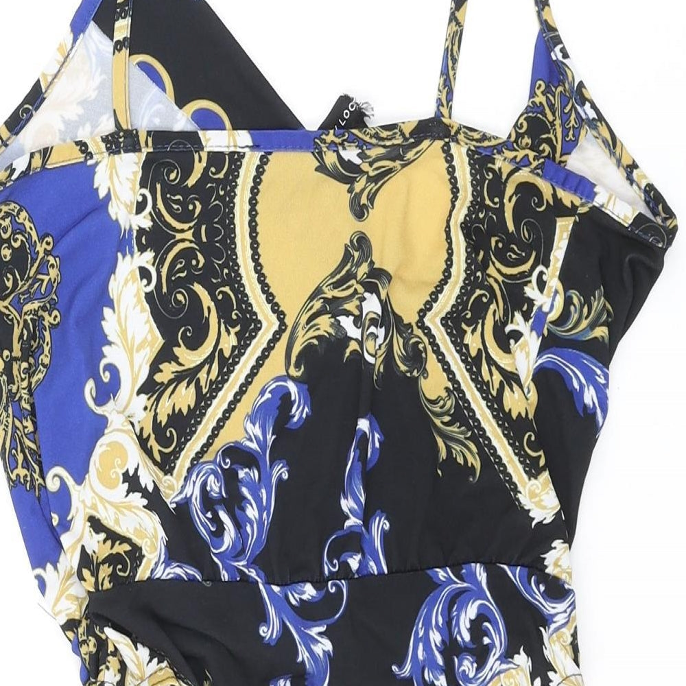 New Look Womens Multicoloured Geometric Polyester Playsuit One-Piece Size 8 Snap