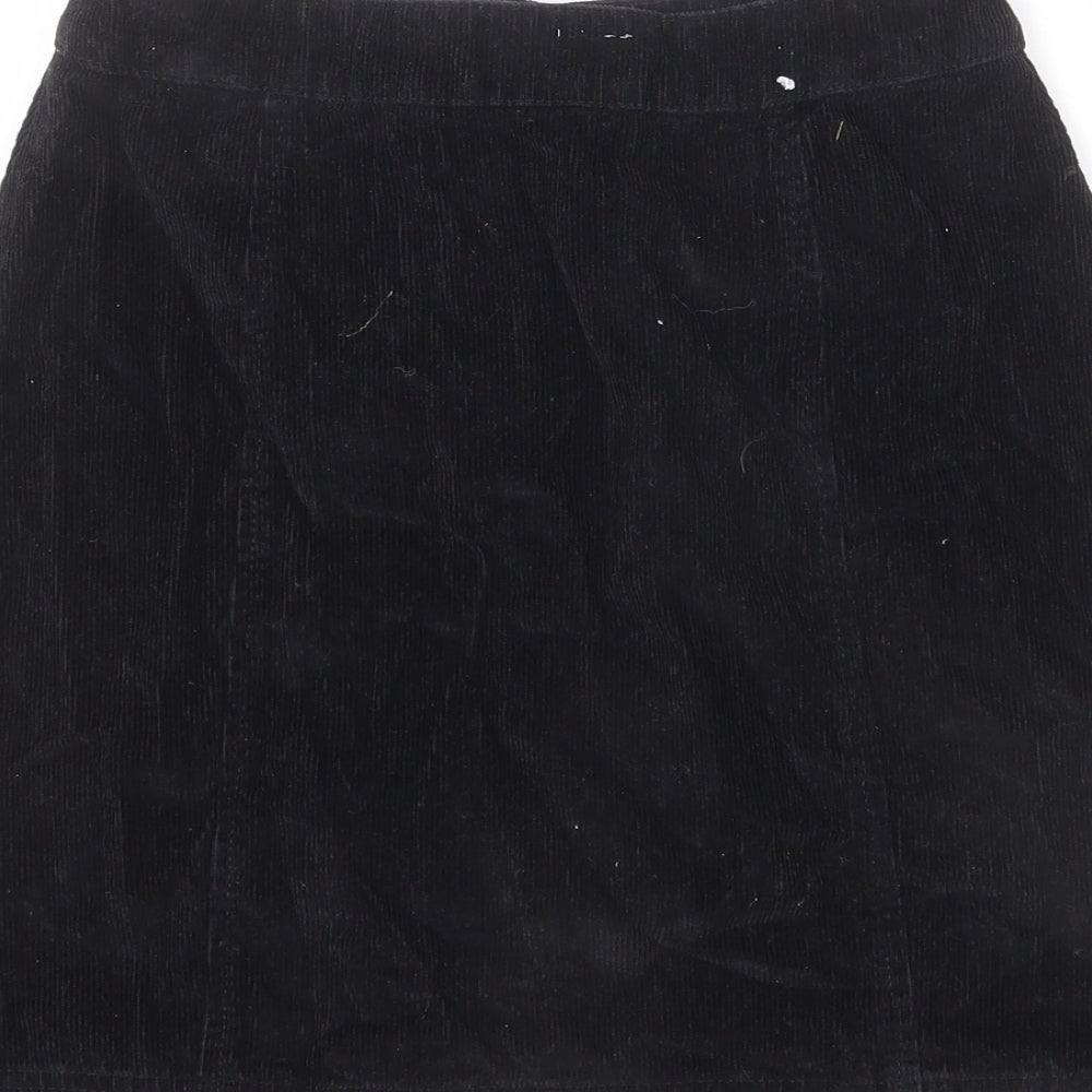 Jack Wills Womens Black Cotton A-Line Skirt Size 6 Zip