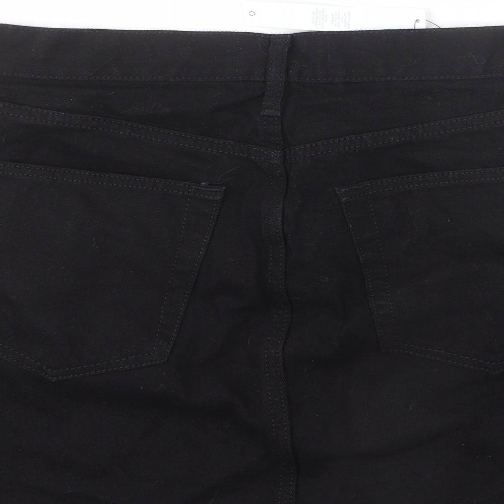 ASOS Womens Black Cotton A-Line Skirt Size 12 Zip