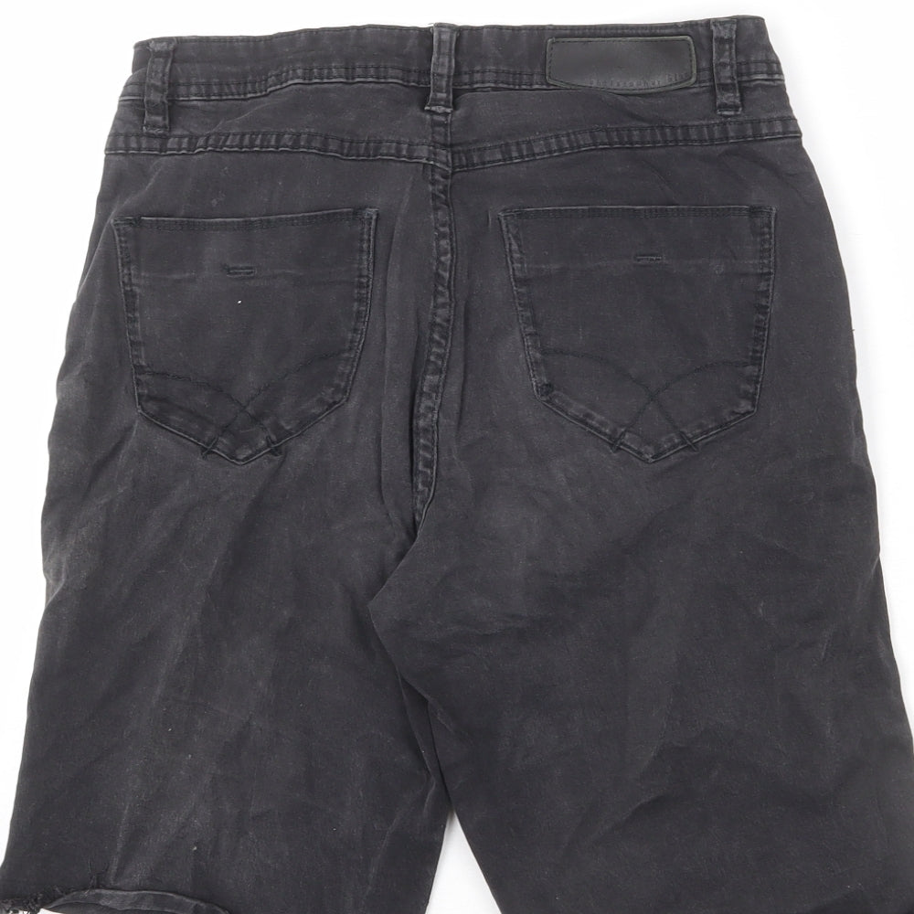 Christopher Blue Womens Black Cotton Bermuda Shorts Size 8 L9 in Regular Zip - Cut-Off Look