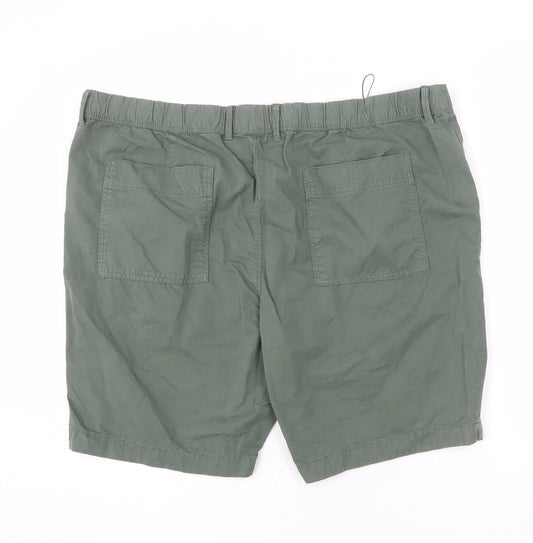 Marks and Spencer Mens Green Cotton Chino Shorts Size 44 in L10 in Regular Zip