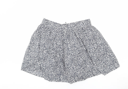 Marks and Spencer Womens Blue Floral Cotton Flare Skirt Size 14
