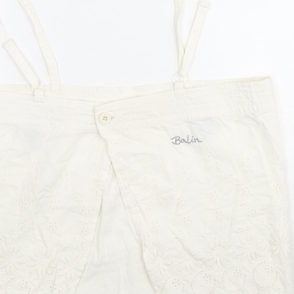 Balin Womens Ivory Floral Cotton Camisole Tank Size 16 Square Neck - Embroidered Flowers