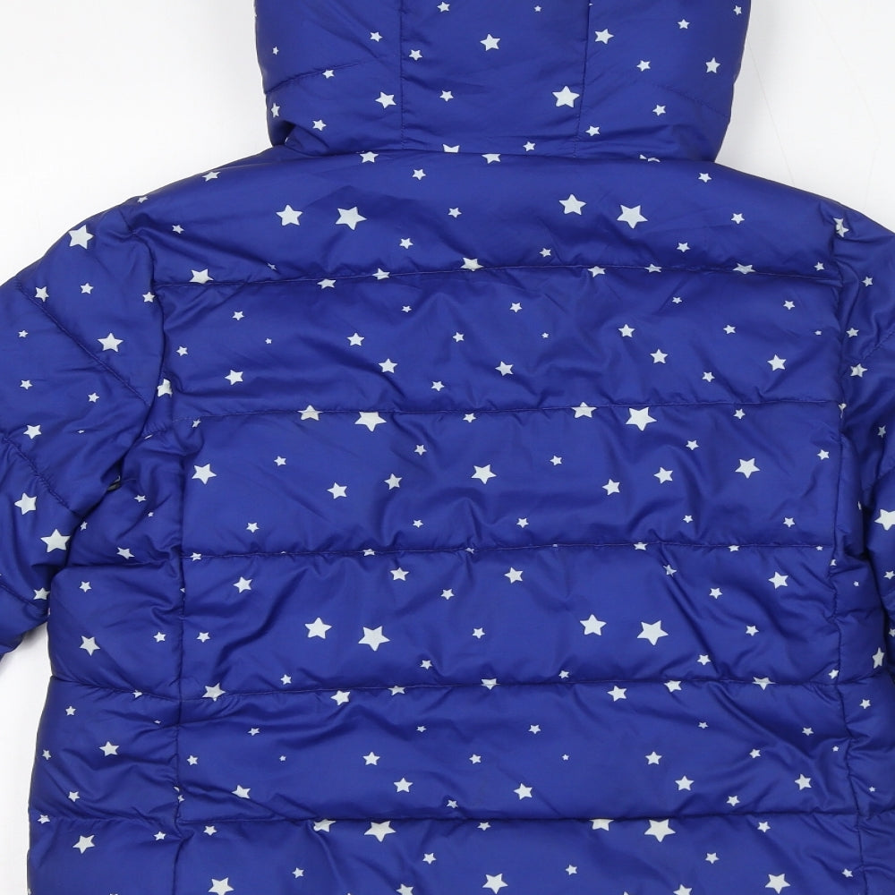 Gap Girls Blue Geometric Puffer Jacket Coat Size XL Zip - Stars, Fleece Lining, Hood