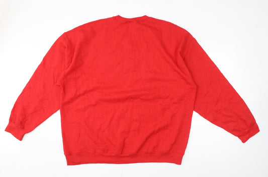 Gildan Womens Red Crew Neck Cotton Pullover Jumper Size 2XL - Christmas Begins With Christ