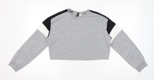 Womens UK Size XS Divided by H&M Grey Basic T-Shirt