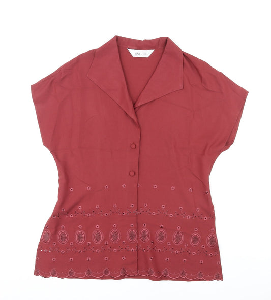 Womens UK Size 14 BHS Red Basic Button-Up