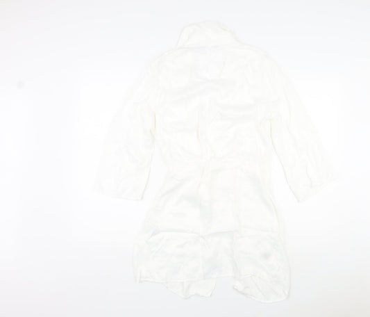 Zara Womens White Viscose A-Line Size S V-Neck Button