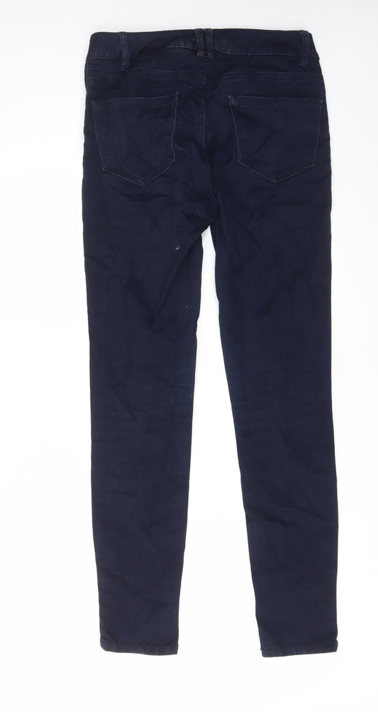 New Look Womens Blue Cotton Skinny Jeans Size 10 L29 in Regular Zip - Pockets, Belt Loops