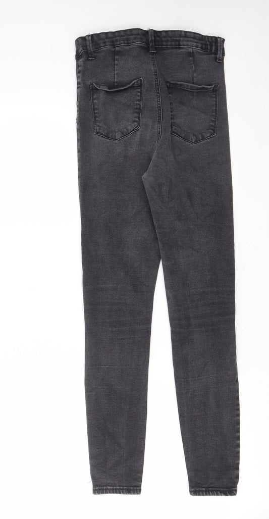 Denim & Co. Womens Grey Cotton Skinny Jeans Size 14 L27 in Regular Zip - Pockets, Belt Loops