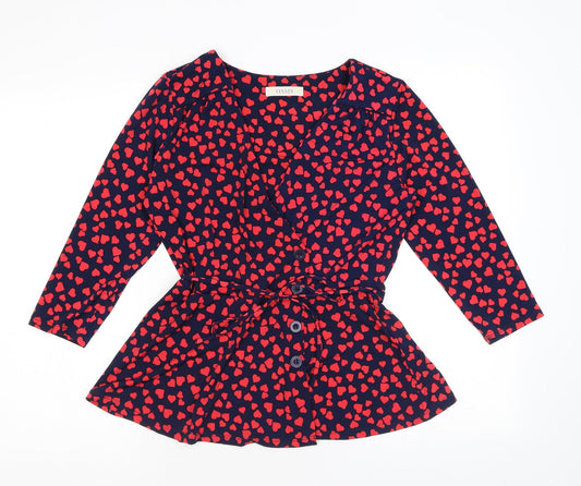 Womens UK Size S Oasis Blue Wrap Blouse