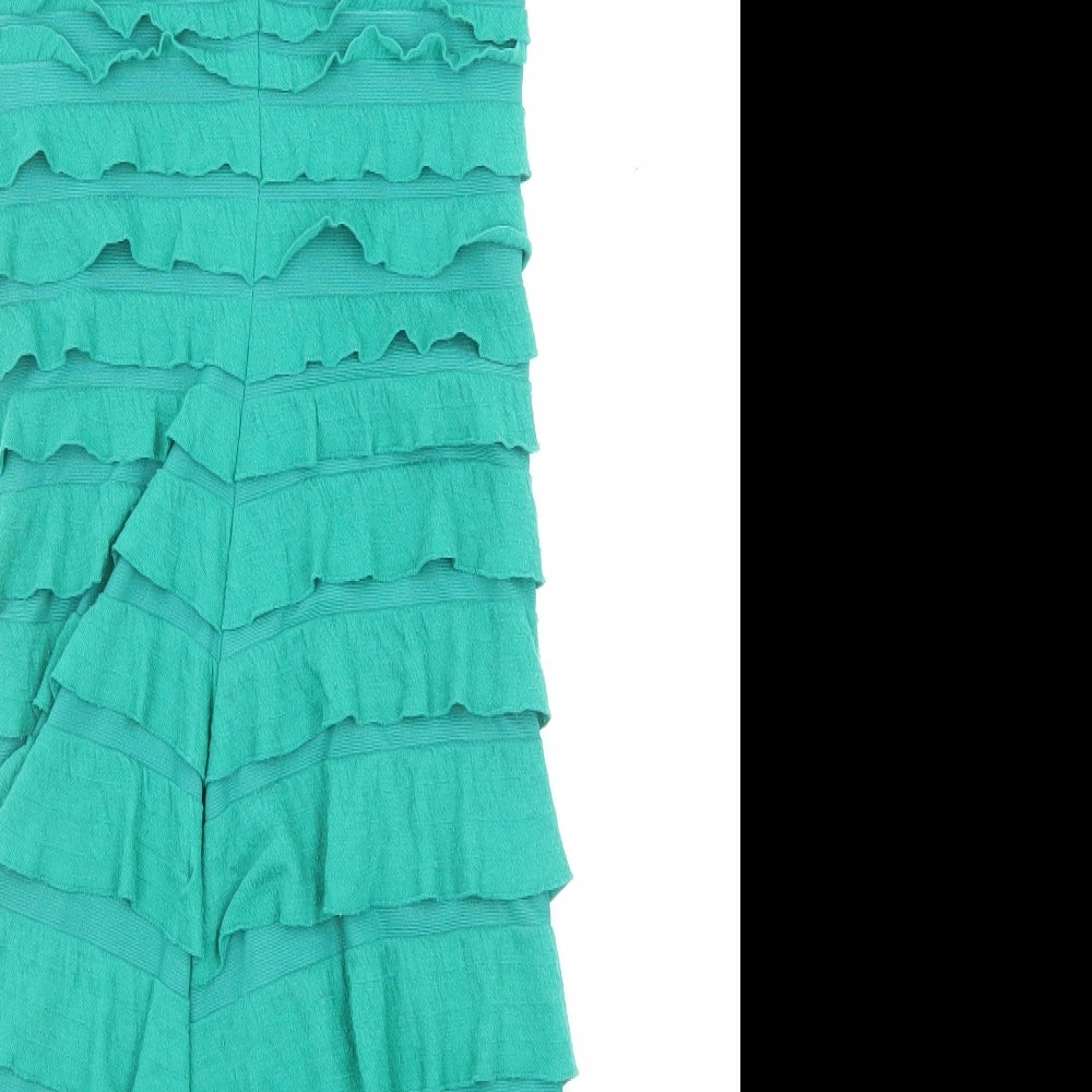 Max Studio Womens Green Polyester Tank Dress Size XS Sweetheart Pullover - Ruffle