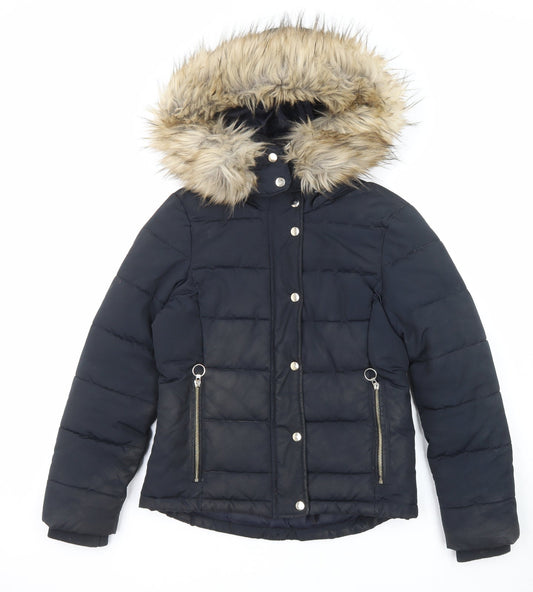 Womens UK Size 8 Topshop Black Puffer Jacket