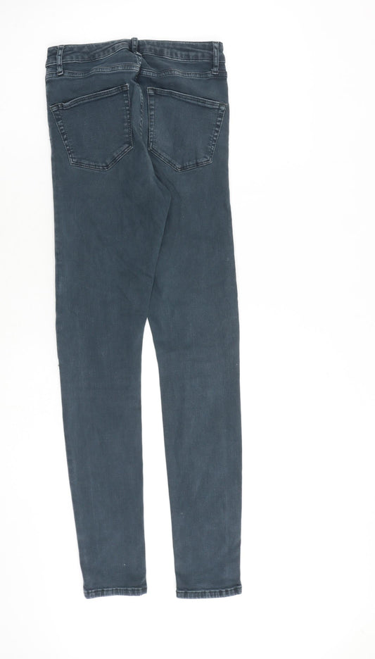 Topshop Womens Blue Cotton Straight Jeans Size 26 in L32 in Regular Zip