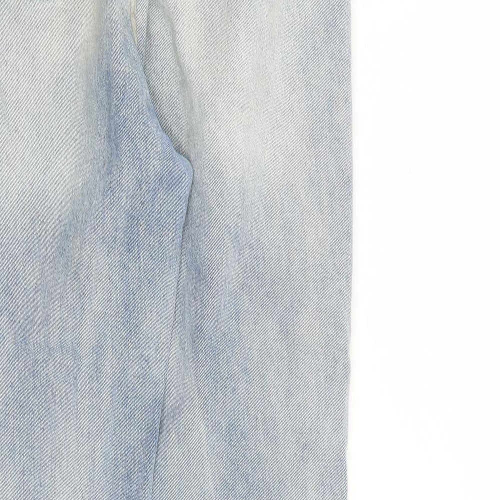 PRETTYLITTLETHING Womens Blue Cotton Straight Jeans Size 10 L28 in Regular Zip