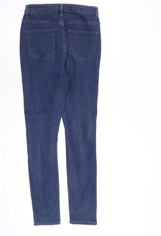 Boohoo Womens Blue Cotton Straight Jeans Size 6 L30 in Regular Zip