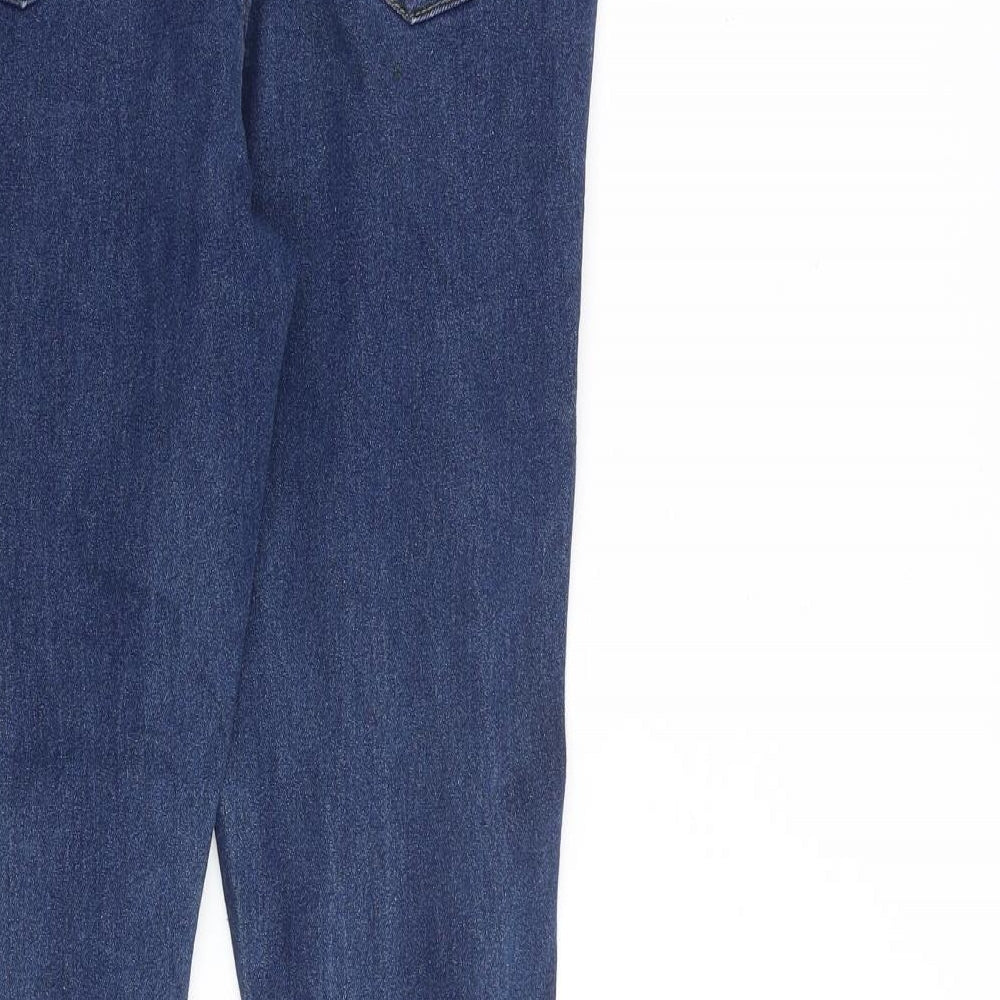Boohoo Womens Blue Cotton Straight Jeans Size 6 L30 in Regular Zip