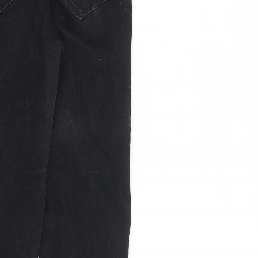 Zara Womens Black Cotton Straight Jeans Size 8 L28 in Regular Zip