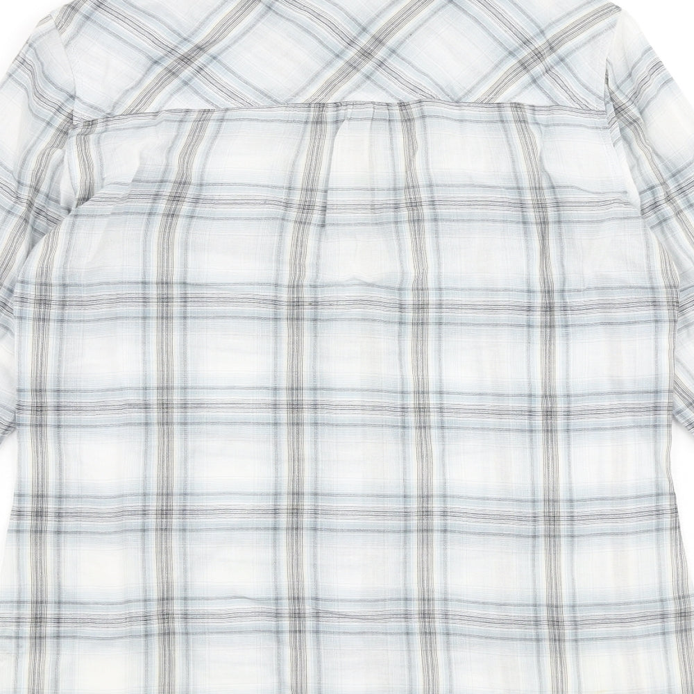 Autograph Womens Grey Check 100% Cotton Basic Button-Up Size 10 Collared