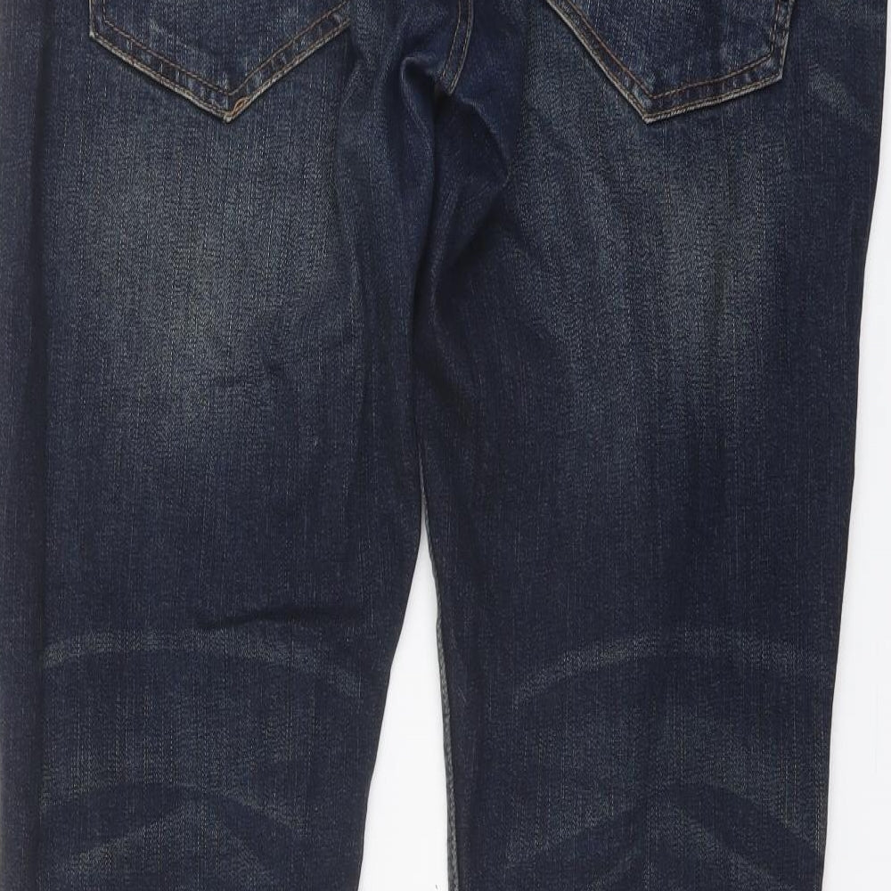 Authentic Casual Wear Mens Blue Cotton Straight Jeans Size 32 in L32 in Slim Button