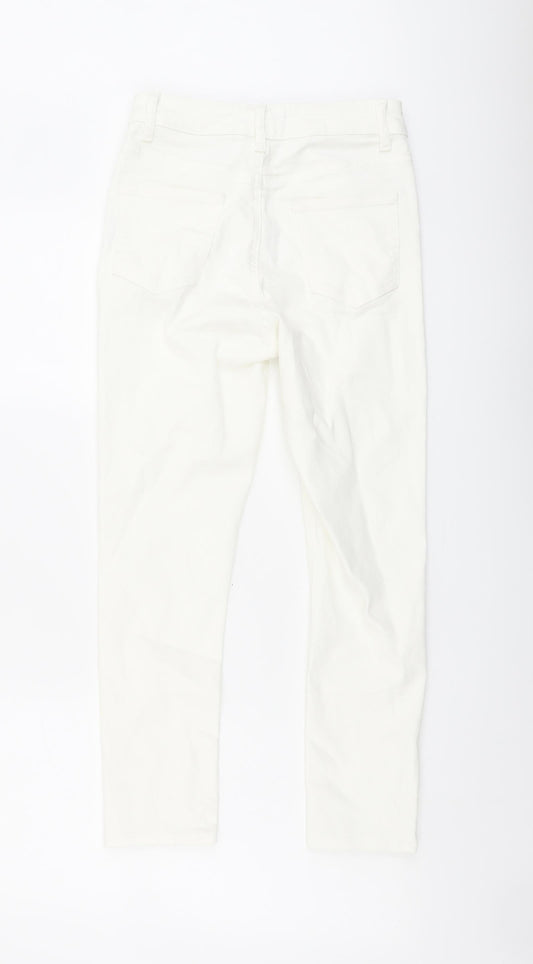 Denim & Co. Womens Ivory Cotton Skinny Jeans Size 10 L23 in Regular Button