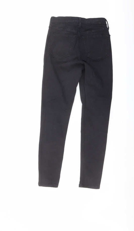 Topshop Womens Black Cotton Skinny Jeans Size 26 in L27 in Regular Button