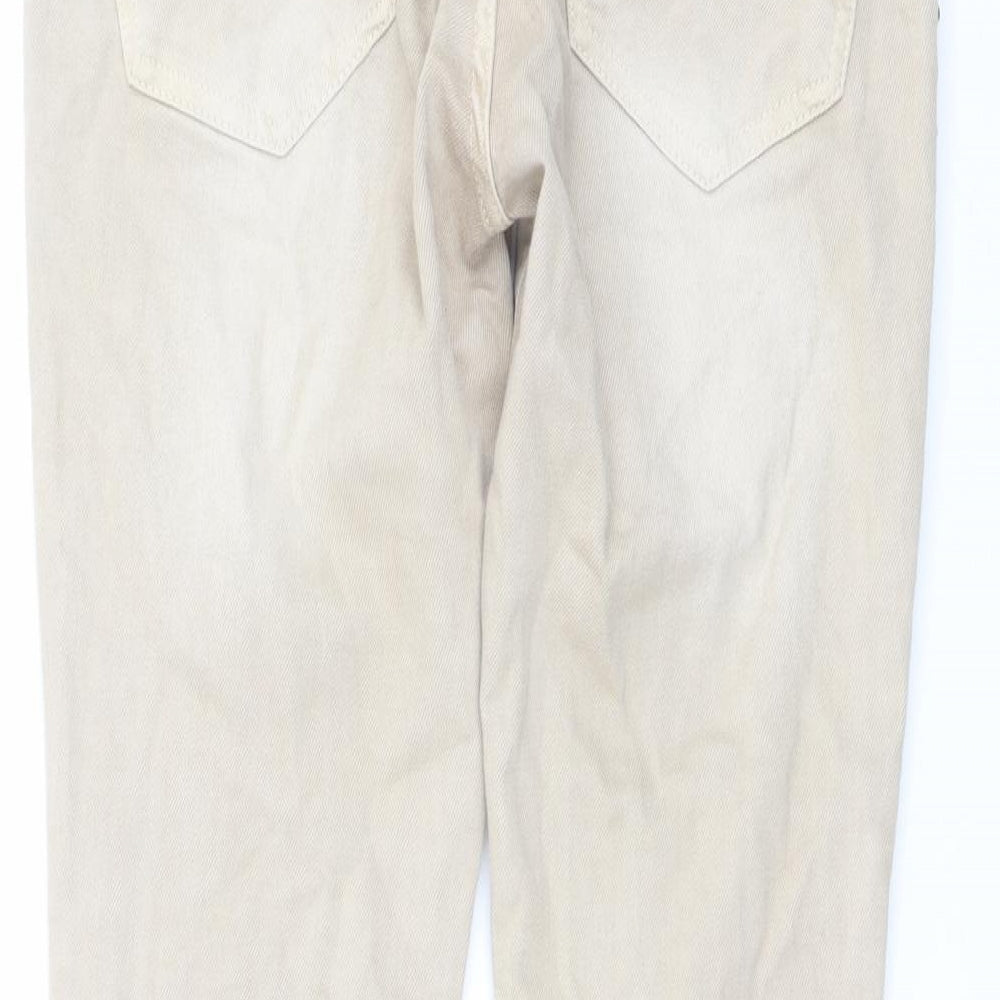 Zara Womens Beige Cotton Straight Jeans Size 12 L27 in Regular Button