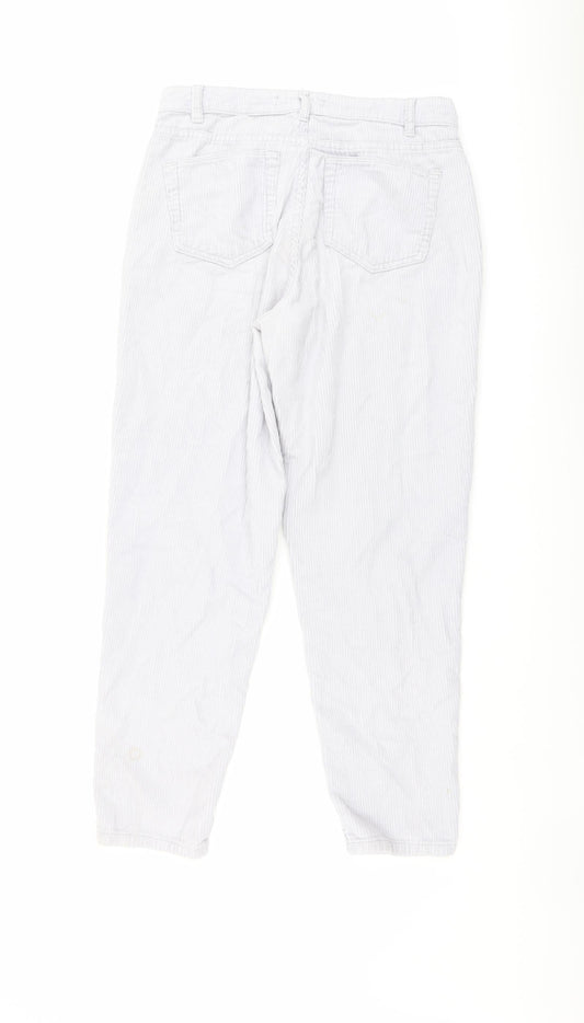 Denim & Co. Womens Grey Cotton Trousers Size 10 L26 in Regular Button