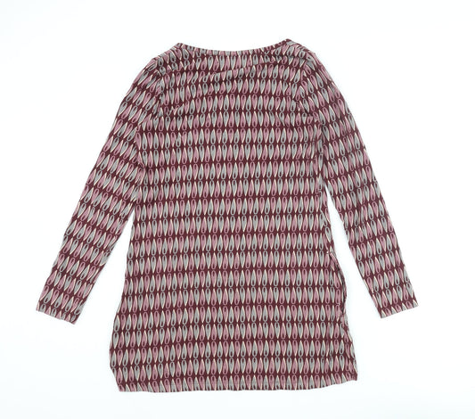 Mudd & Water Womens Purple Geometric Cotton Mini Size 8 Henley Button - Pocket