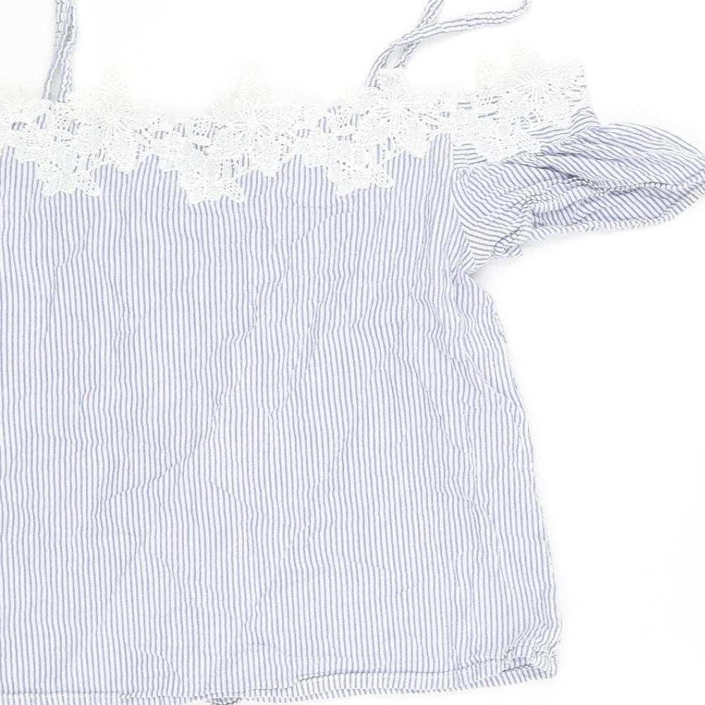 Womens UK Size 8 New Look Blue Basic Blouse
