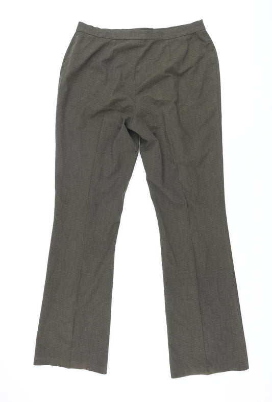 St Michael Womens Green Polyester Dress Pants Trousers Size 16 L33 in Regular Zip