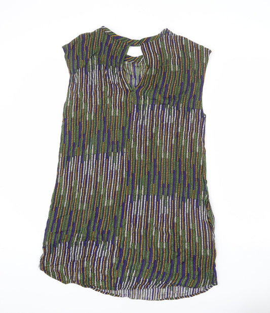 H&M Womens Multicoloured Geometric Viscose Sheath Size 12 Round Neck Pullover - Keyhole Cut Out