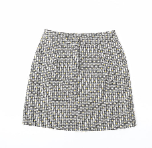 New Look Womens Multicoloured Geometric Polyester A-Line Skirt Size 8 Zip