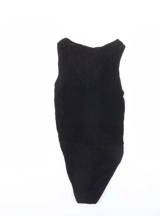 Zara Womens Black Polyamide Bodysuit One-Piece Size XS Snap
