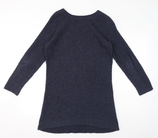 Marks and Spencer Womens Blue Acrylic Jumper Dress Size 14 Round Neck Pullover