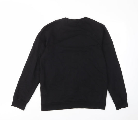 Stranger Things Mens Black Cotton Pullover Sweatshirt Size M - Embroided