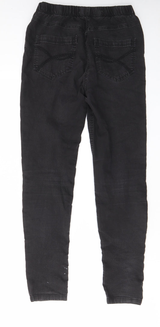 TU Womens Grey Cotton Skinny Jeans Size 12 L30 in Regular - Elastic waist