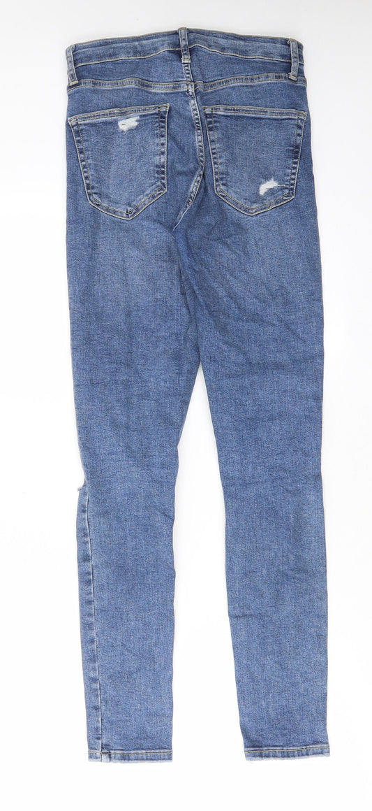 Topshop Womens Blue Cotton Skinny Jeans Size 28 in L32 in Regular Zip - Pockets, Belt Loops