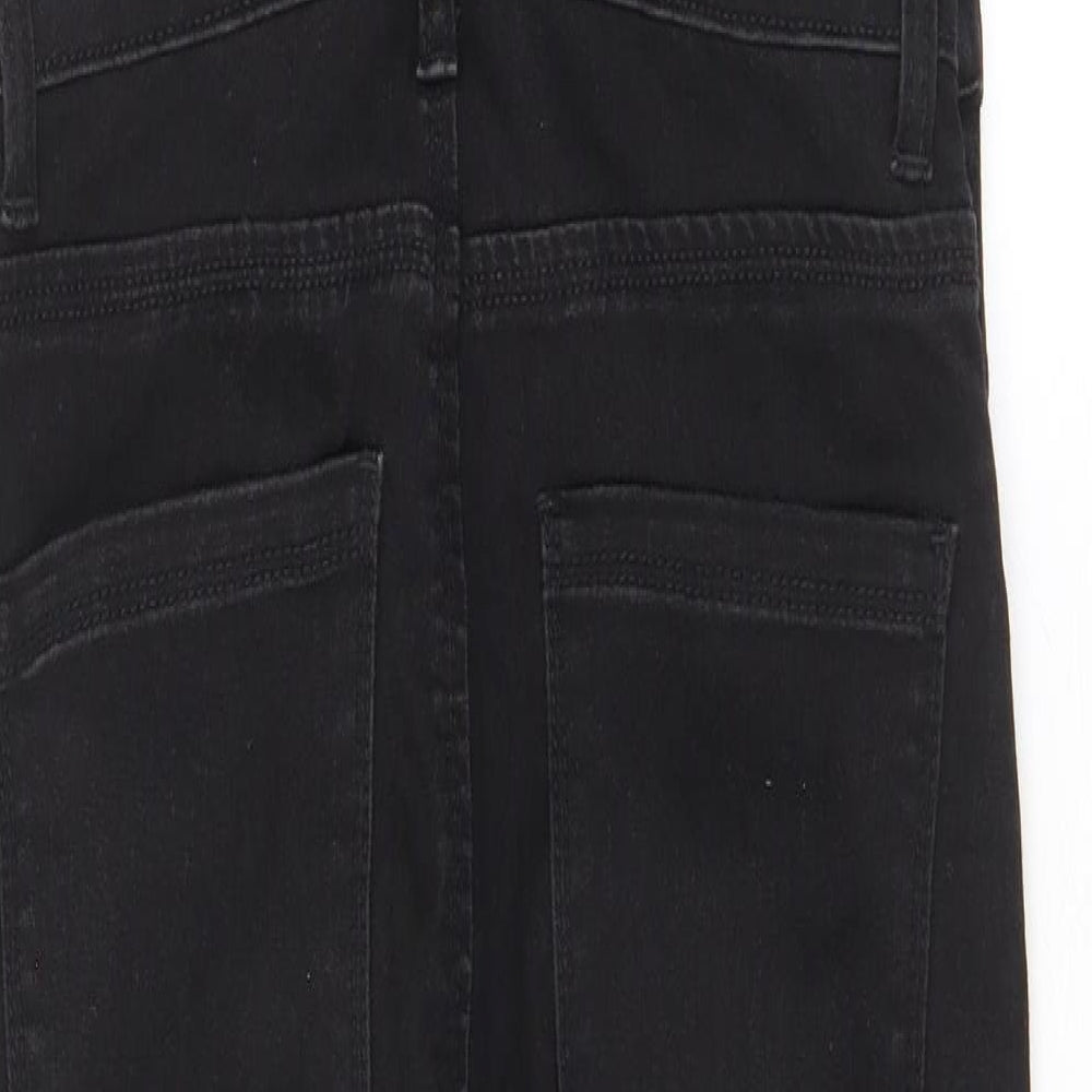 Denim & Co. Womens Black Cotton Dungaree One-Piece Size 6 L29 in Button - Pockets, Belt Loops, Buckle