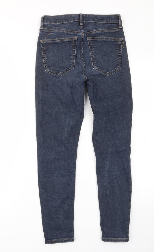 Topshop Womens Blue Cotton Skinny Jeans Size 28 in L30 in Regular Zip - Pockets, Belt Loops