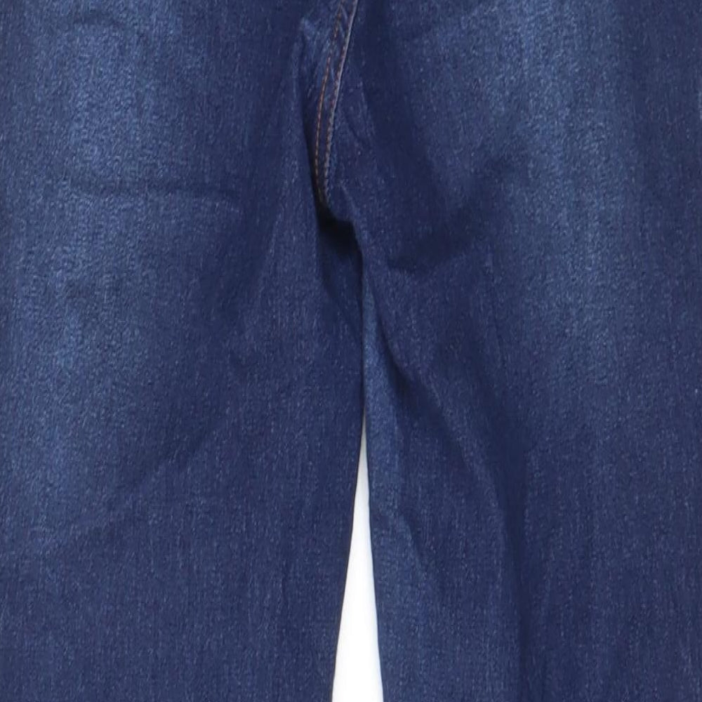 Brand and care label for Fashion Nova women’s blue cotton skinny jeans, size UK 26, in regular zip - pockets, belt loops
