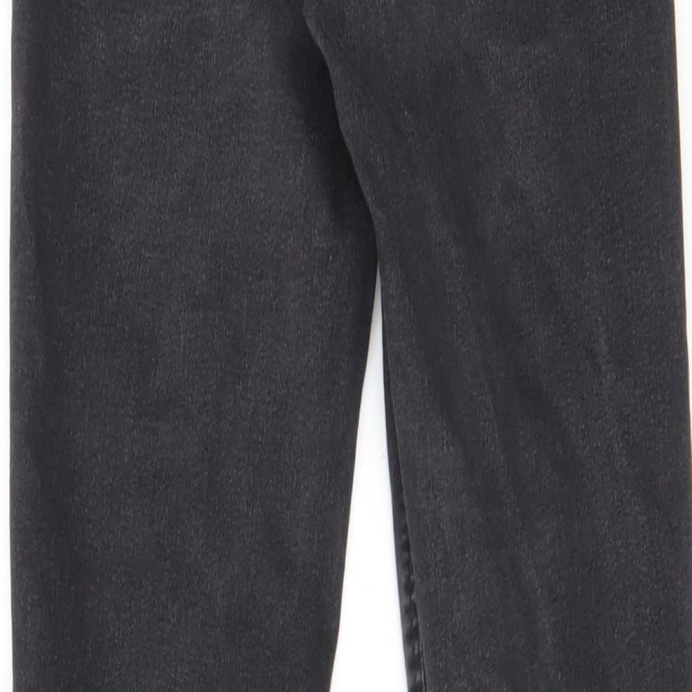 Zara Womens Grey Cotton Skinny Jeans Size 8 L27 in Regular Zip - Pockets, Belt Loops, Open knee